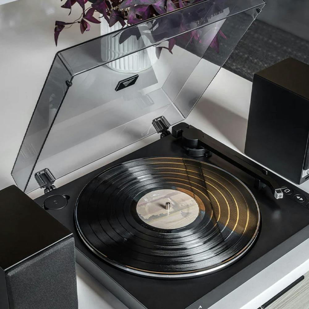 Victrola Automatic Turntable + Victrola Tempo Bookshelf Speakers Bundle - Black