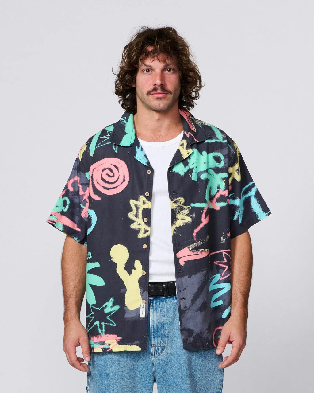 Scribbles Short Sleeve Resort Shirt - Black