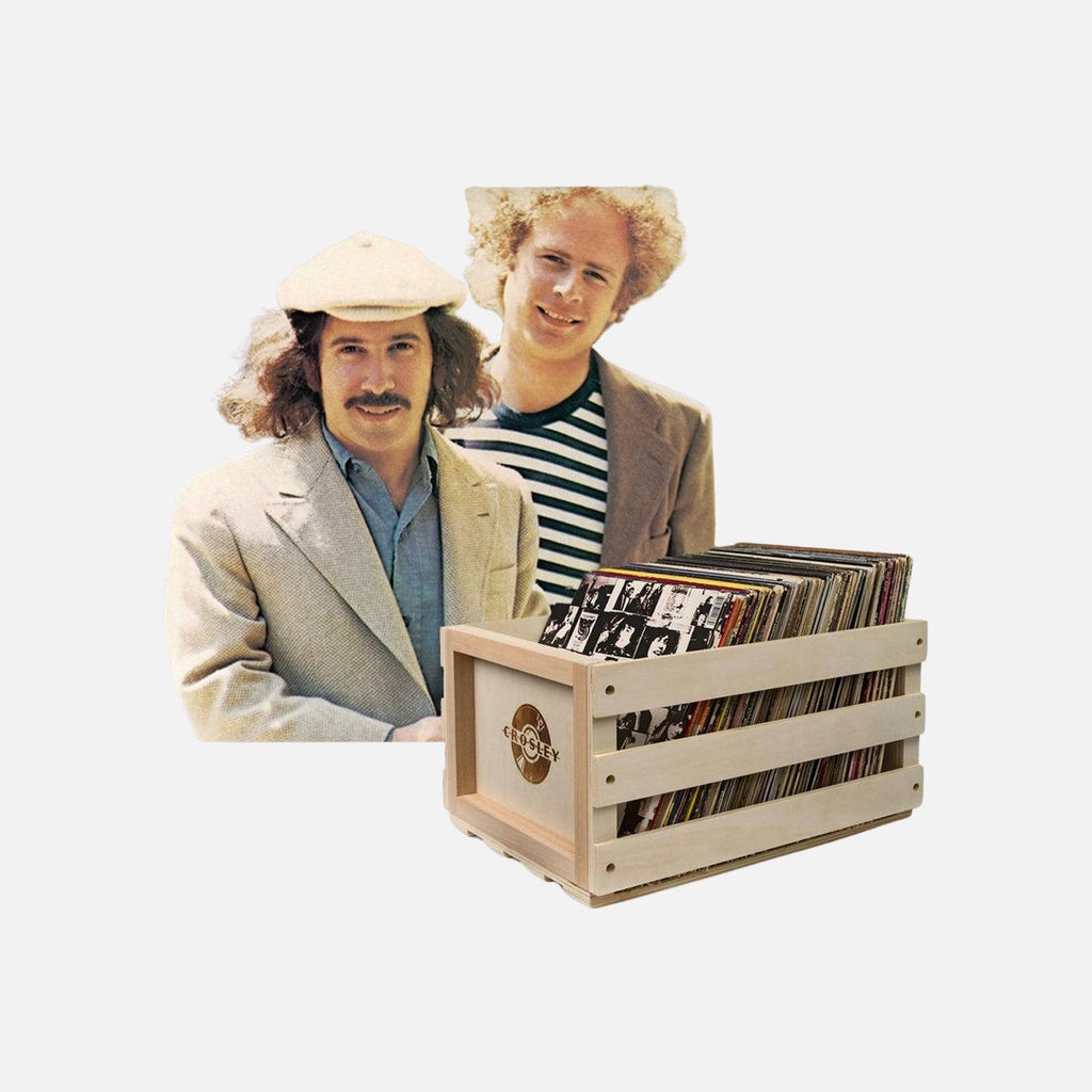 Crosley Record Storage Crate Simon & Garfunkel Greatest Hits Vinyl Album Bundle