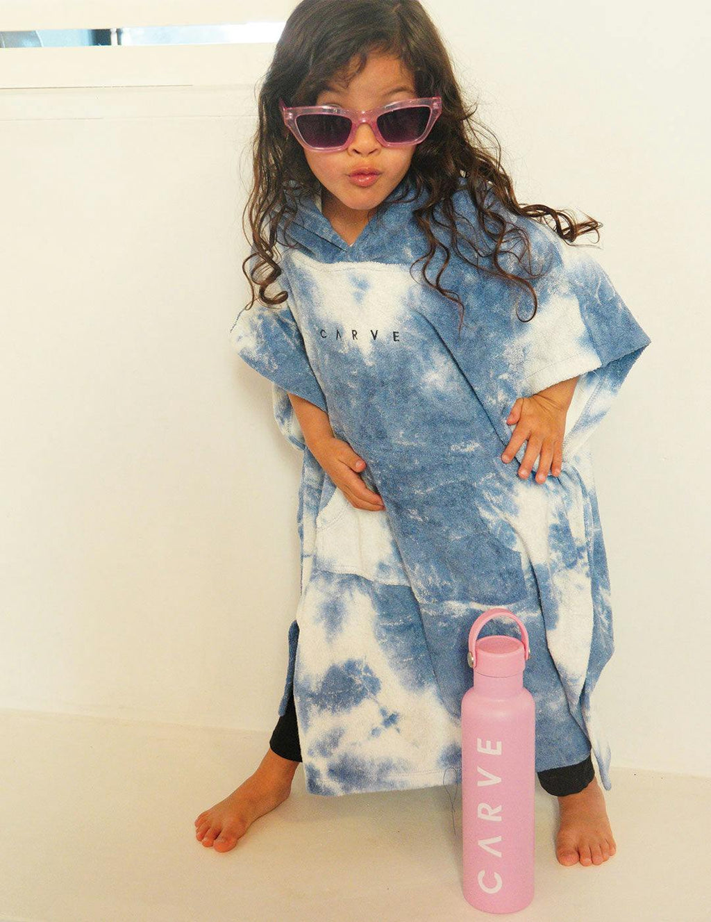 Tie Dye Vibes - Toddler Beach Poncho - Blue/White