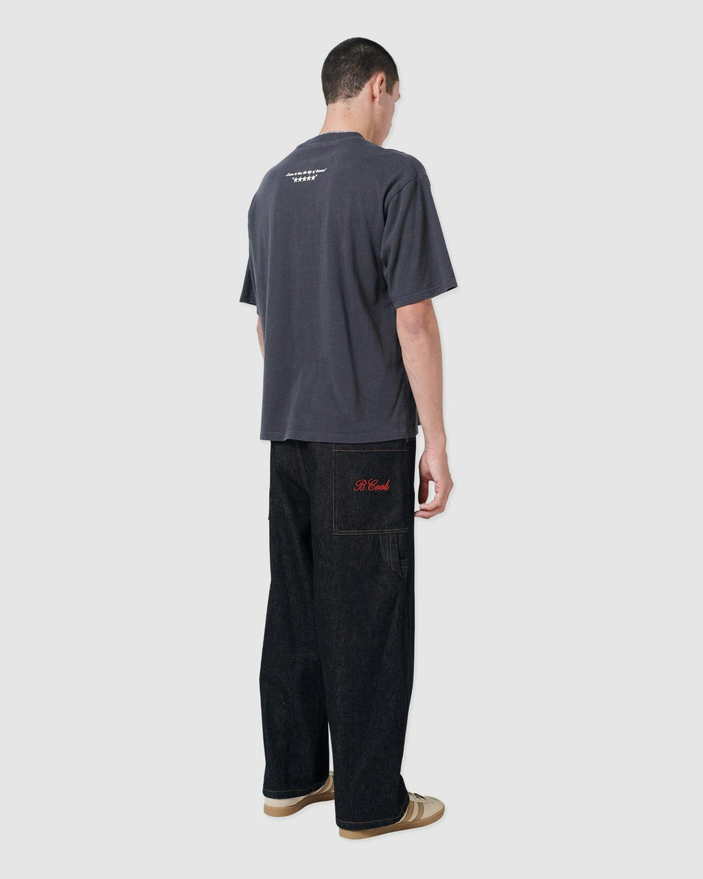 Script Crop T-shirt Aged Black