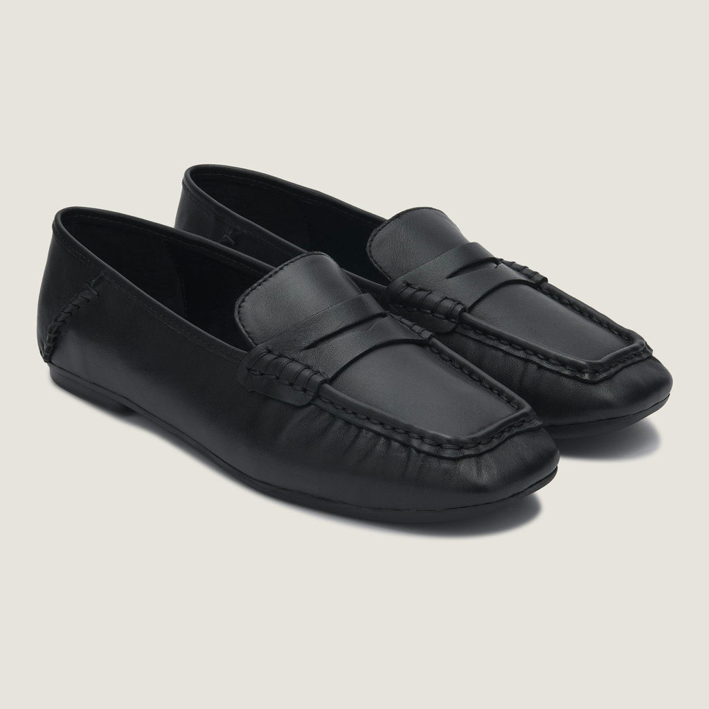 Stereo Moccasin - Black Leather