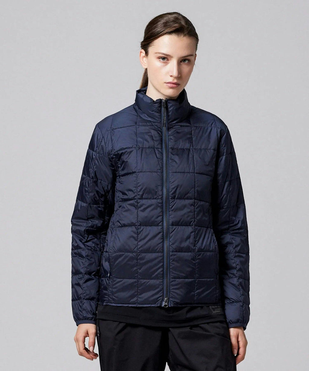 TAION Unisex Basic Hi Neck W-Zip Down Jacket in Navy