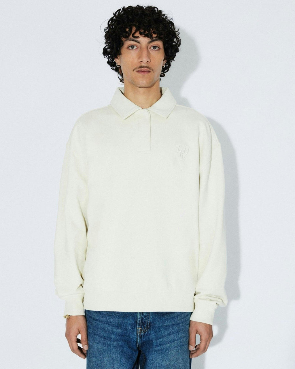 Brady Collar Sweat - Ecru Mono
