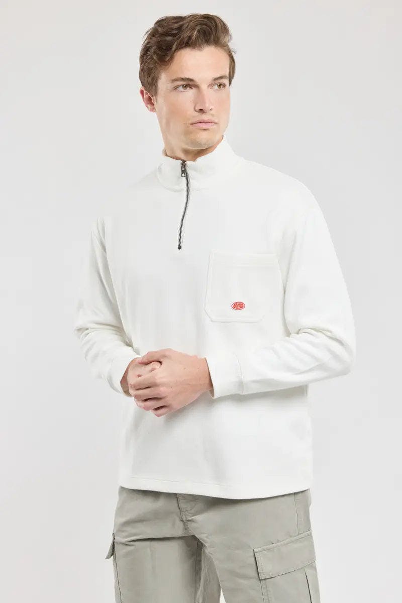 Armor Lux Heritage Cotton Quarter Zip in Milk