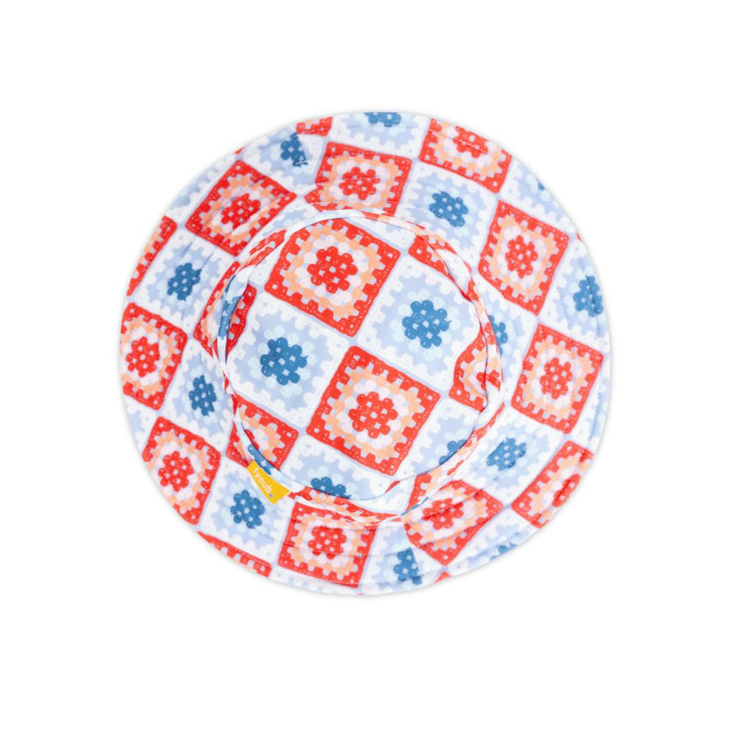 Tyoub Kids’ Wide Brim Bucket Hat Modern Retro Crochet Square