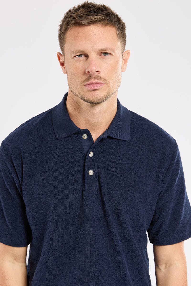 Armor Lux Heritage Terry Polo in Marine Deep