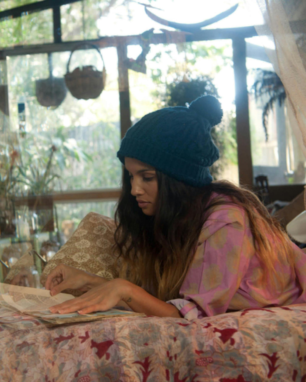 The Consciousness Beanie – Baby Blue Cable Knit