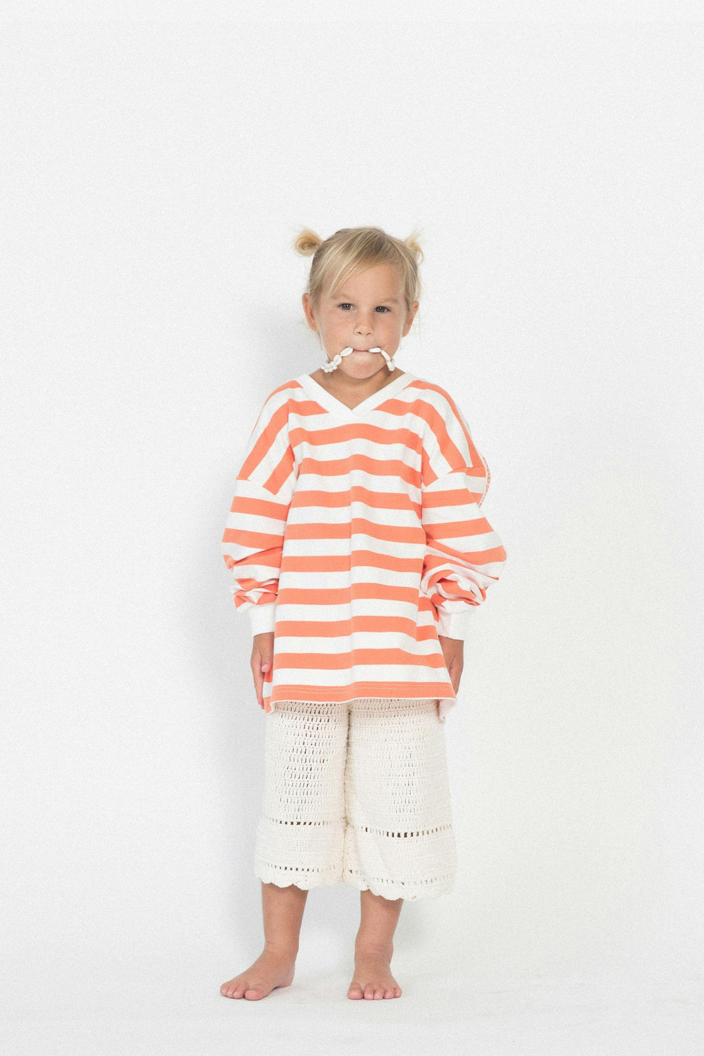 Kids Nautical Long Sleeve Tee - Tangerine