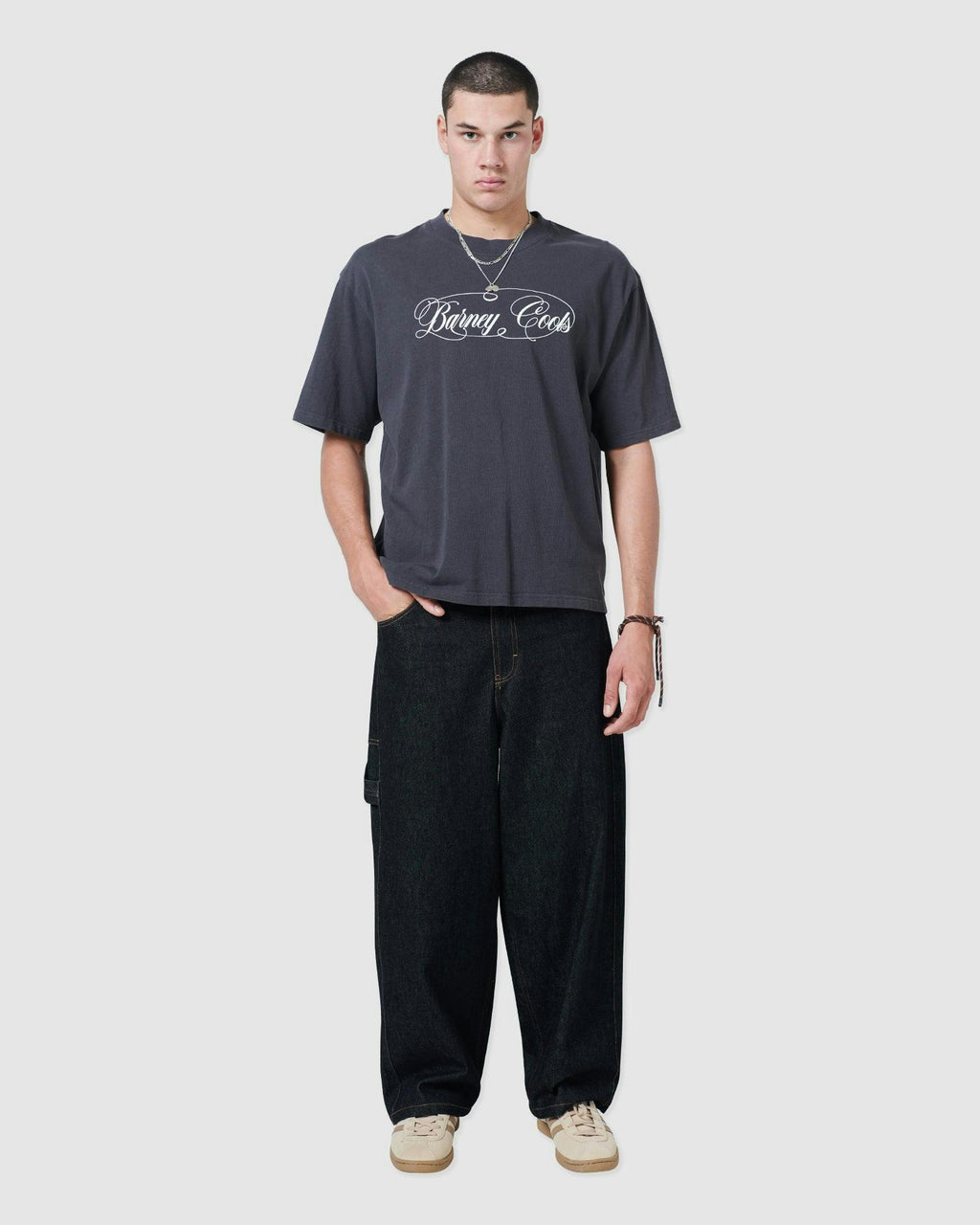 Script Crop T-shirt Aged Black