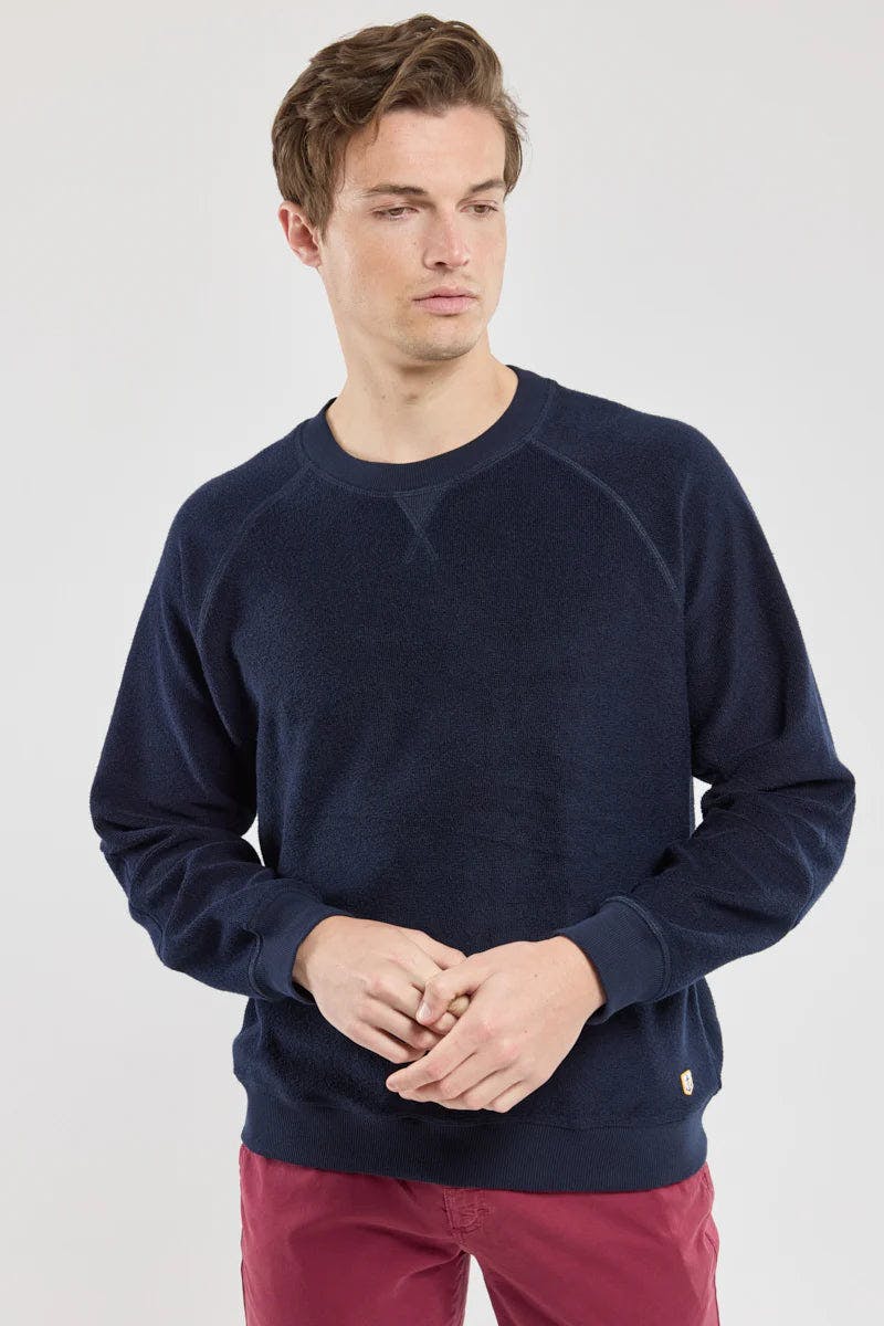 Armor Lux Cotton Boucle Sweatshirt in Marine Deep