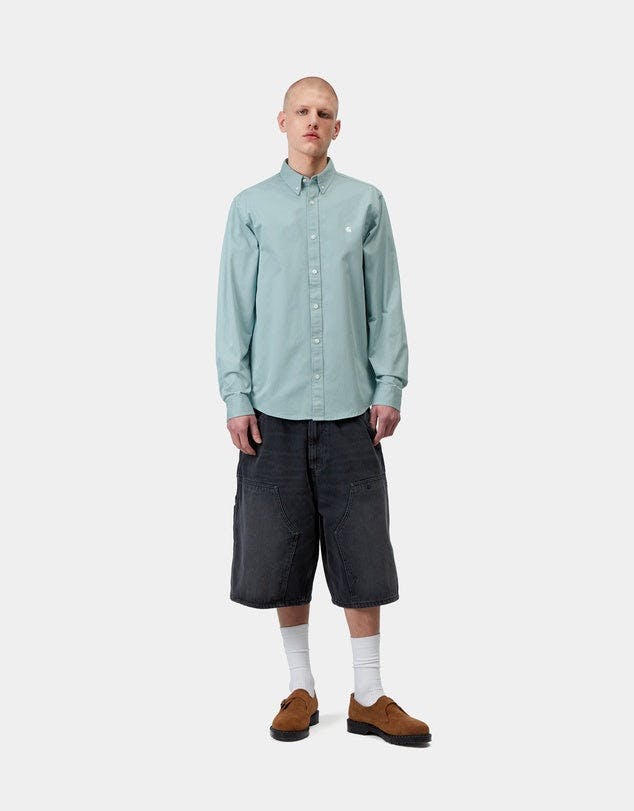 Carhartt WIP Long Sleeve Madison Shirt in Tourmaline / White