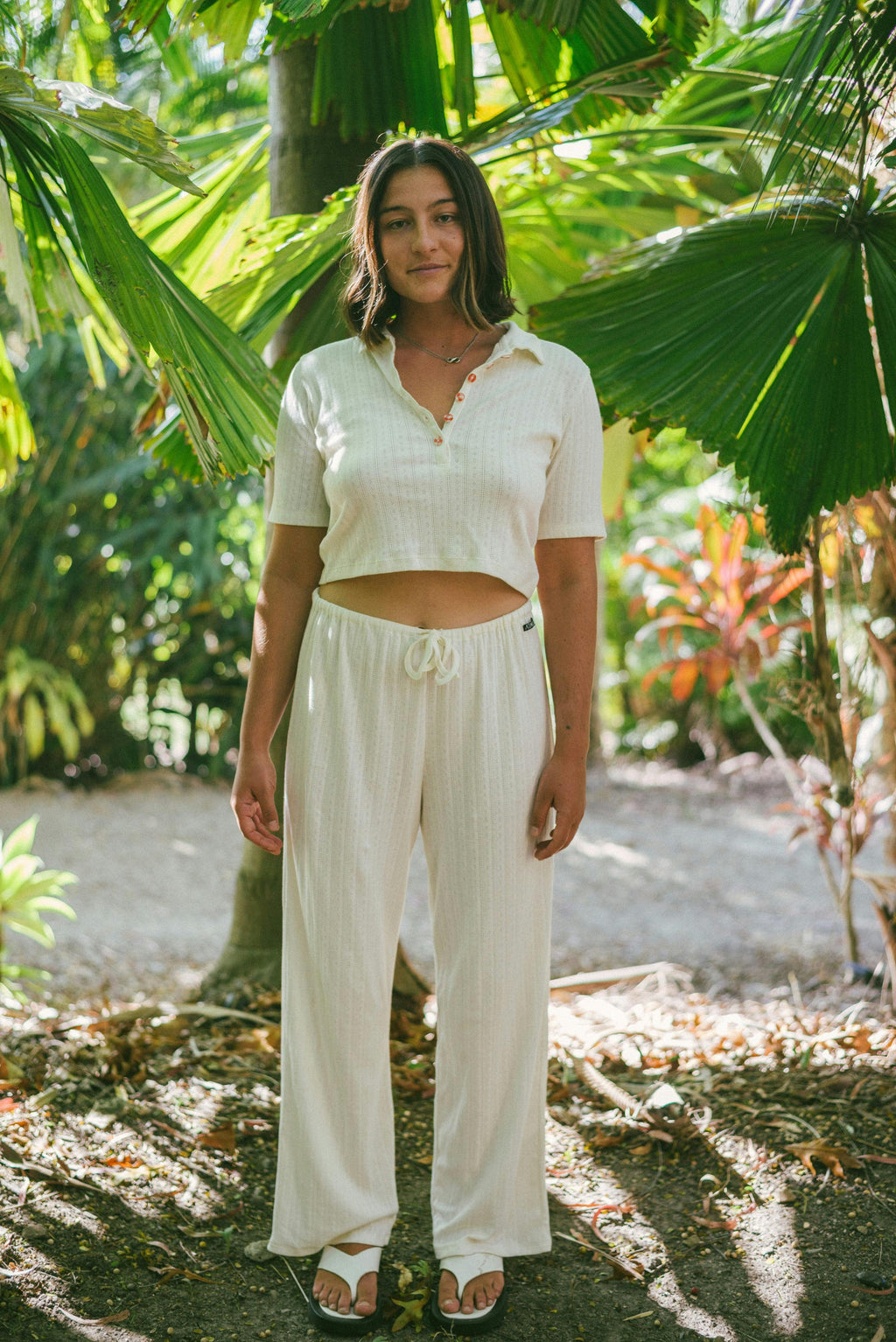 Beach PJ Pant In Cream Pointelle