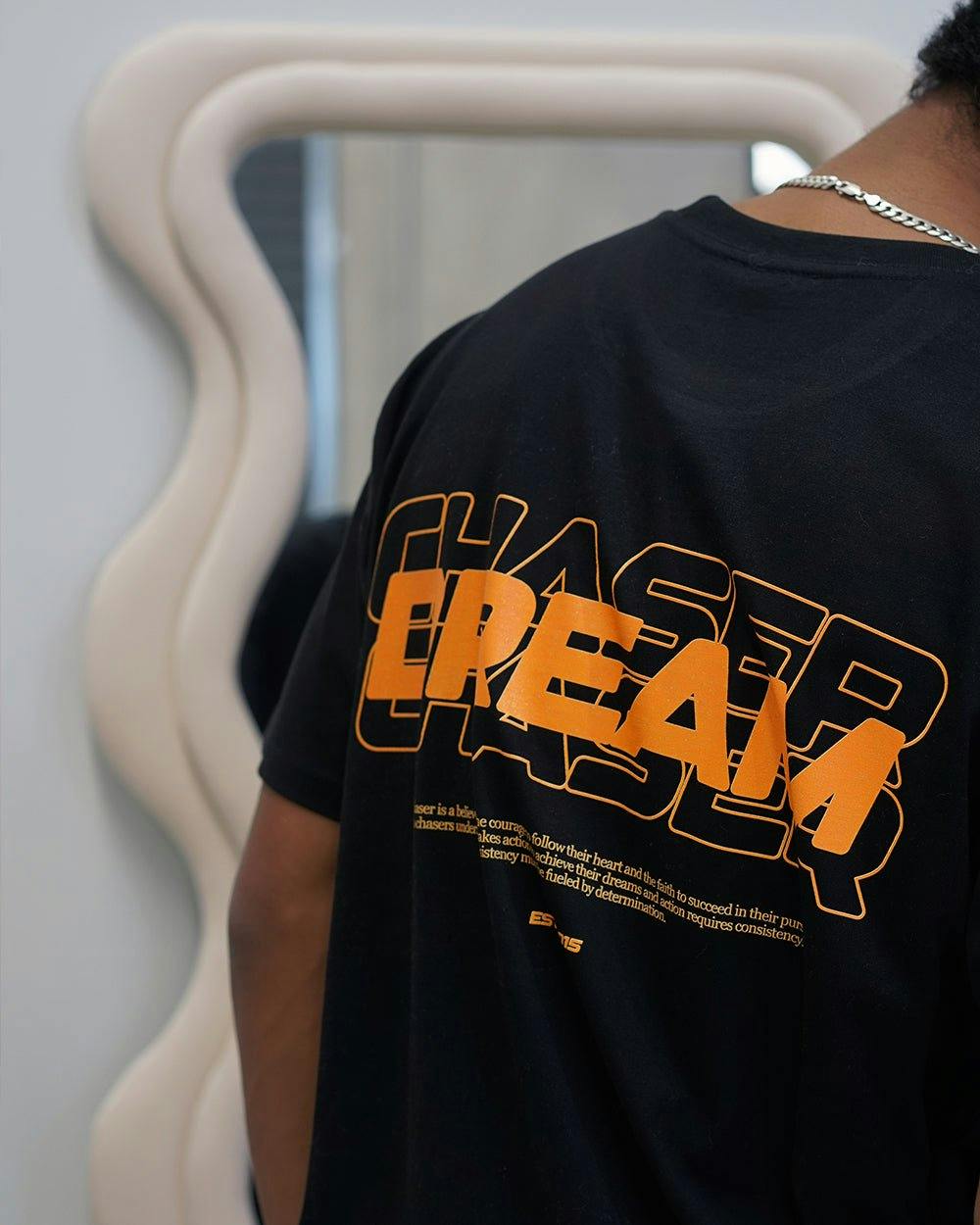 "Dream Chaser" Orange T Shirt // Black