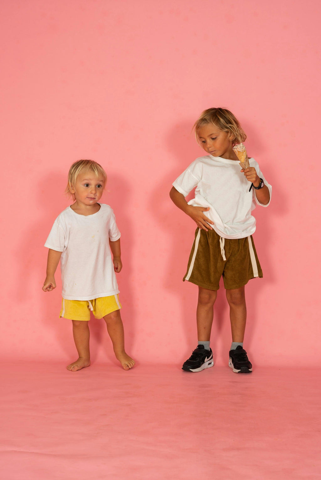 Mini Terry Towelling Shorts in Army Green