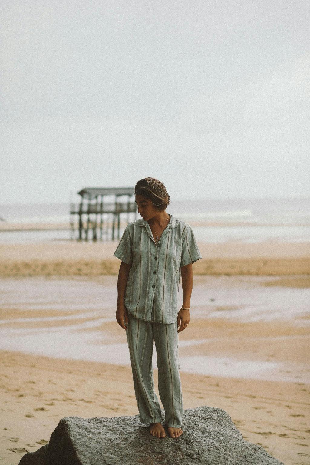 Lace Up Pant in Holiday Stripe