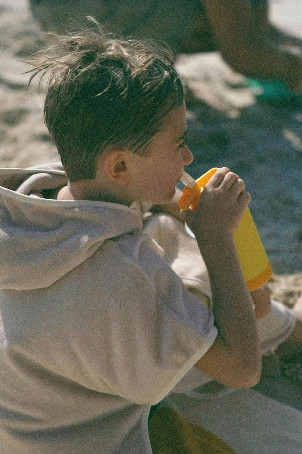 Kids Retro Hoodie Towel - Sand