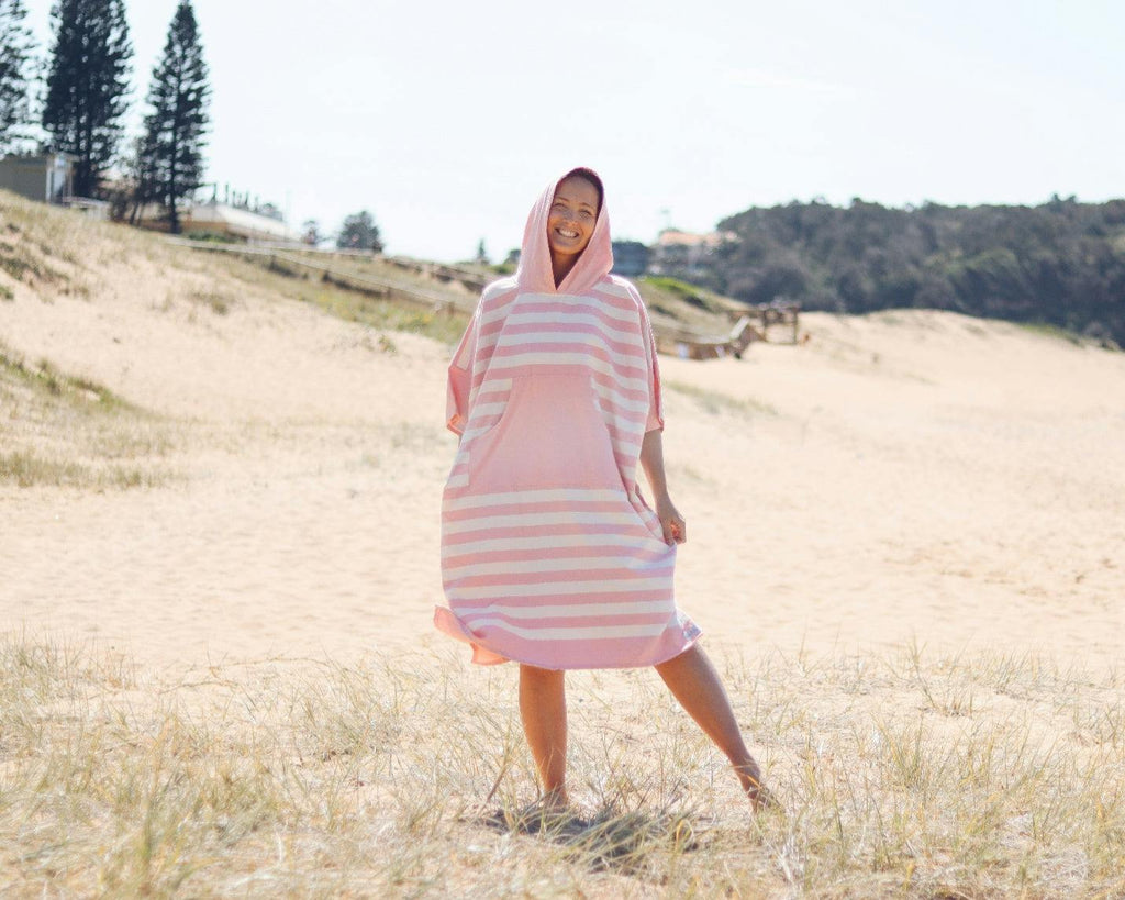 Ocean Pink Stripe Large Poncho