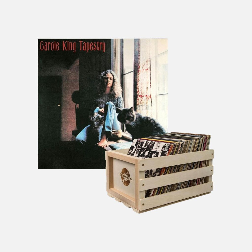 Crosley Record Storage Crate & Carole King Tapestry Vinyl Album Bundle
