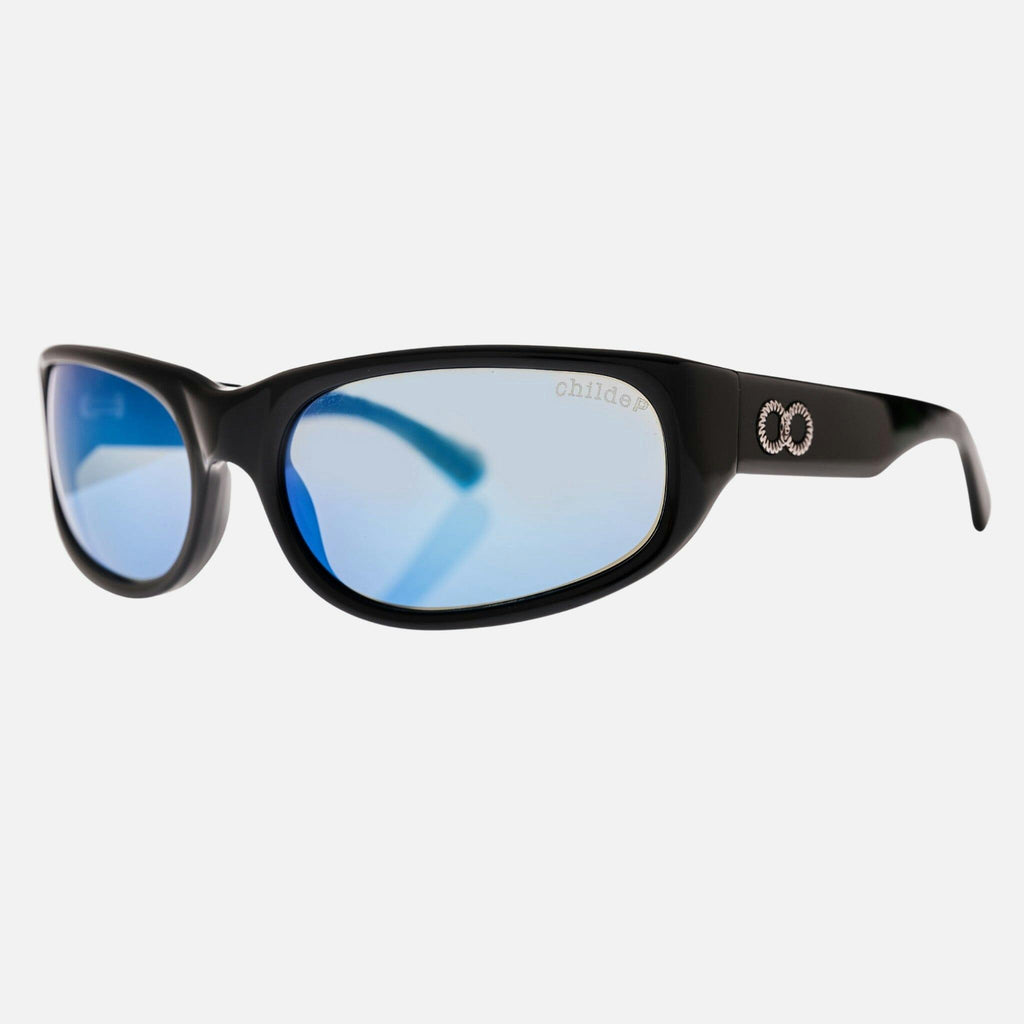 CYLINDER Gloss Black | Grey Polarised Blue Chrome Mirror Bio Lens