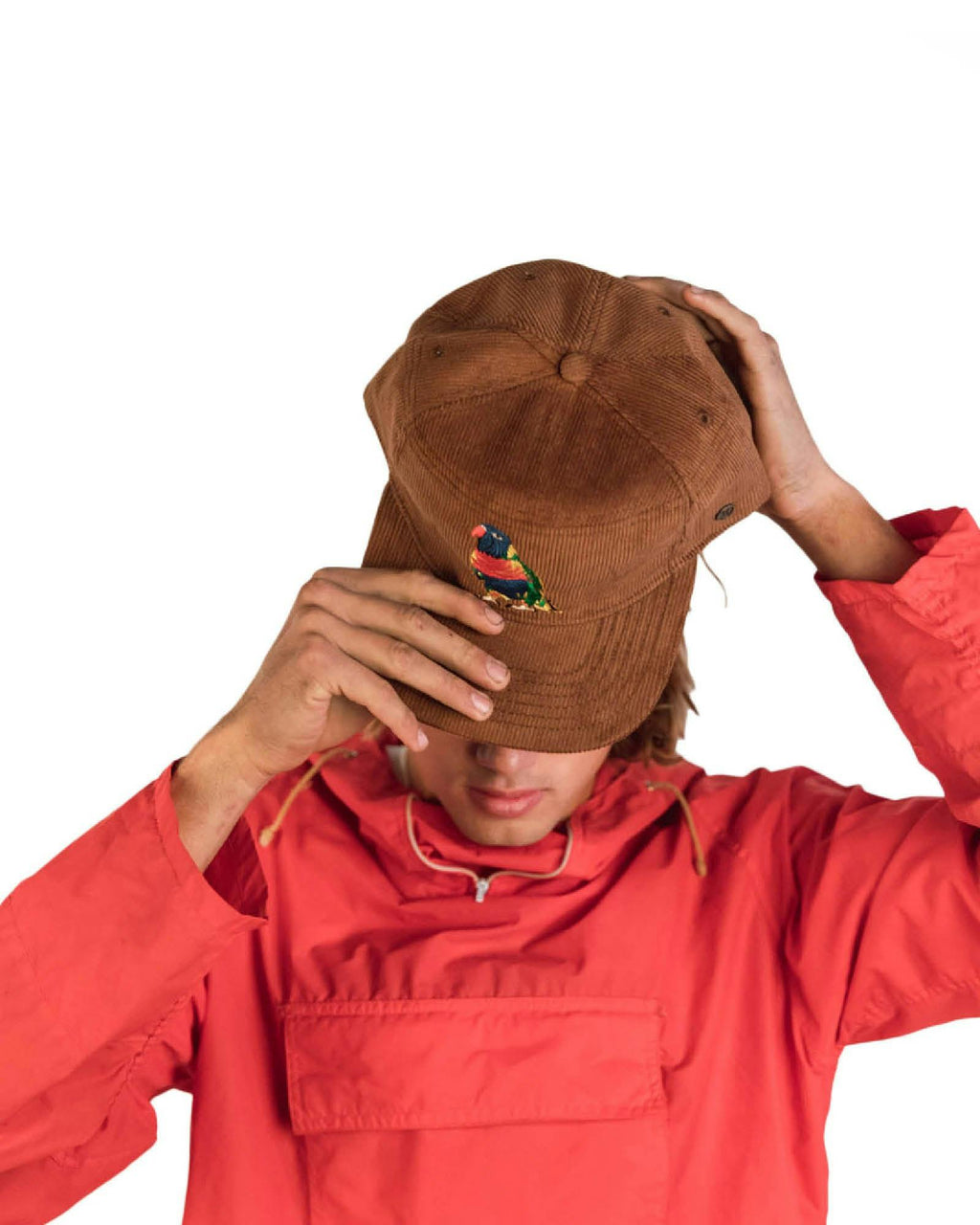 The Stash Cap - Rainbow Lorikeet -  Brown Corduroy