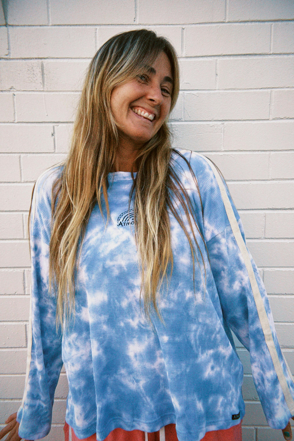 Lounge Long Sleeve Tee in Cloud Tie Dye