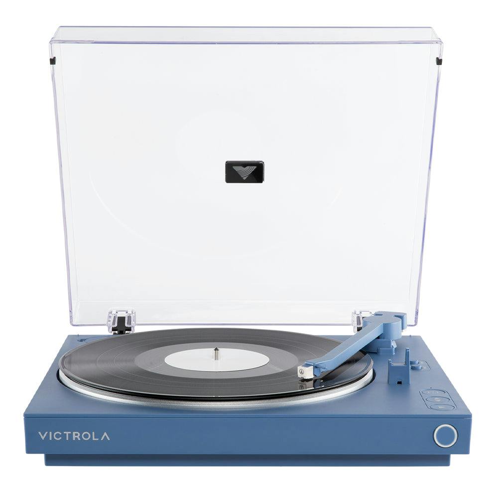Victrola Automatic Turntable + Victrola Tempo Bookshelf Speakers Bundle - Blue