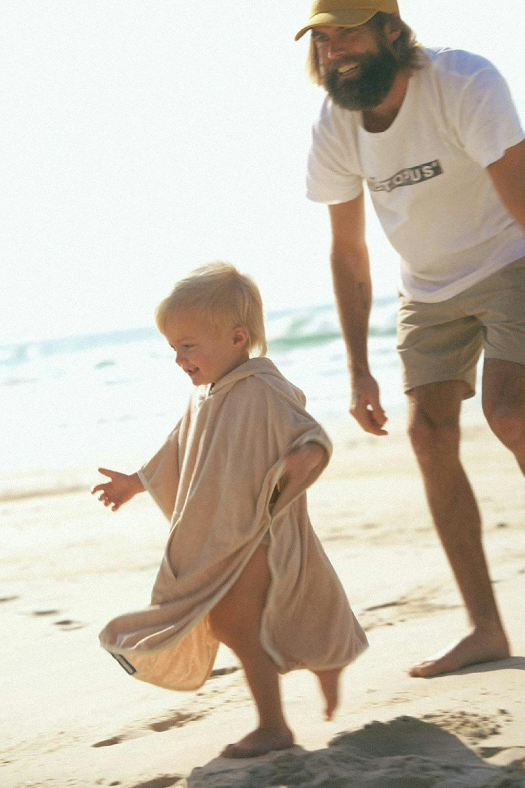 Kids Retro Hoodie Towel - Sand