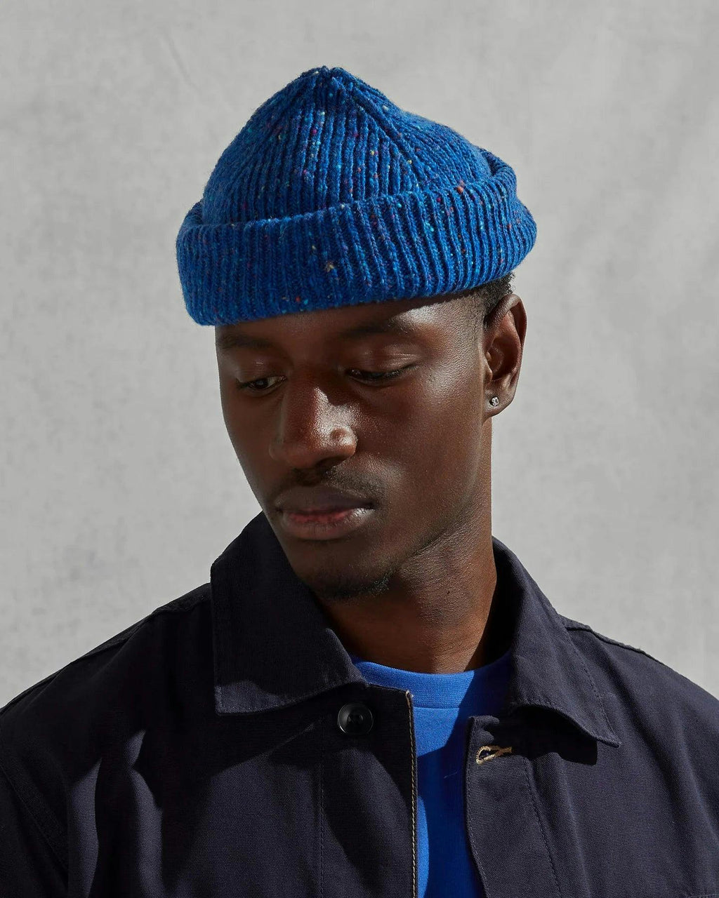 Uskees 4003 Speckled Donegal Wool Beanie in Ultra Blue