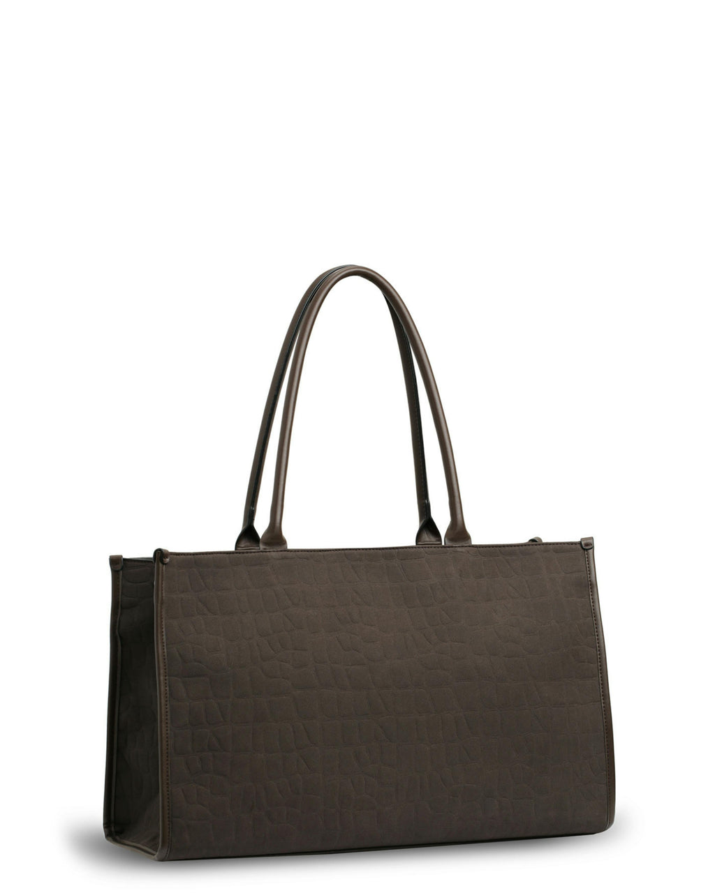 Prene | Compact: The Era Bag (CHOCOLATE SUEDE) Croc Embossed Tote Bag