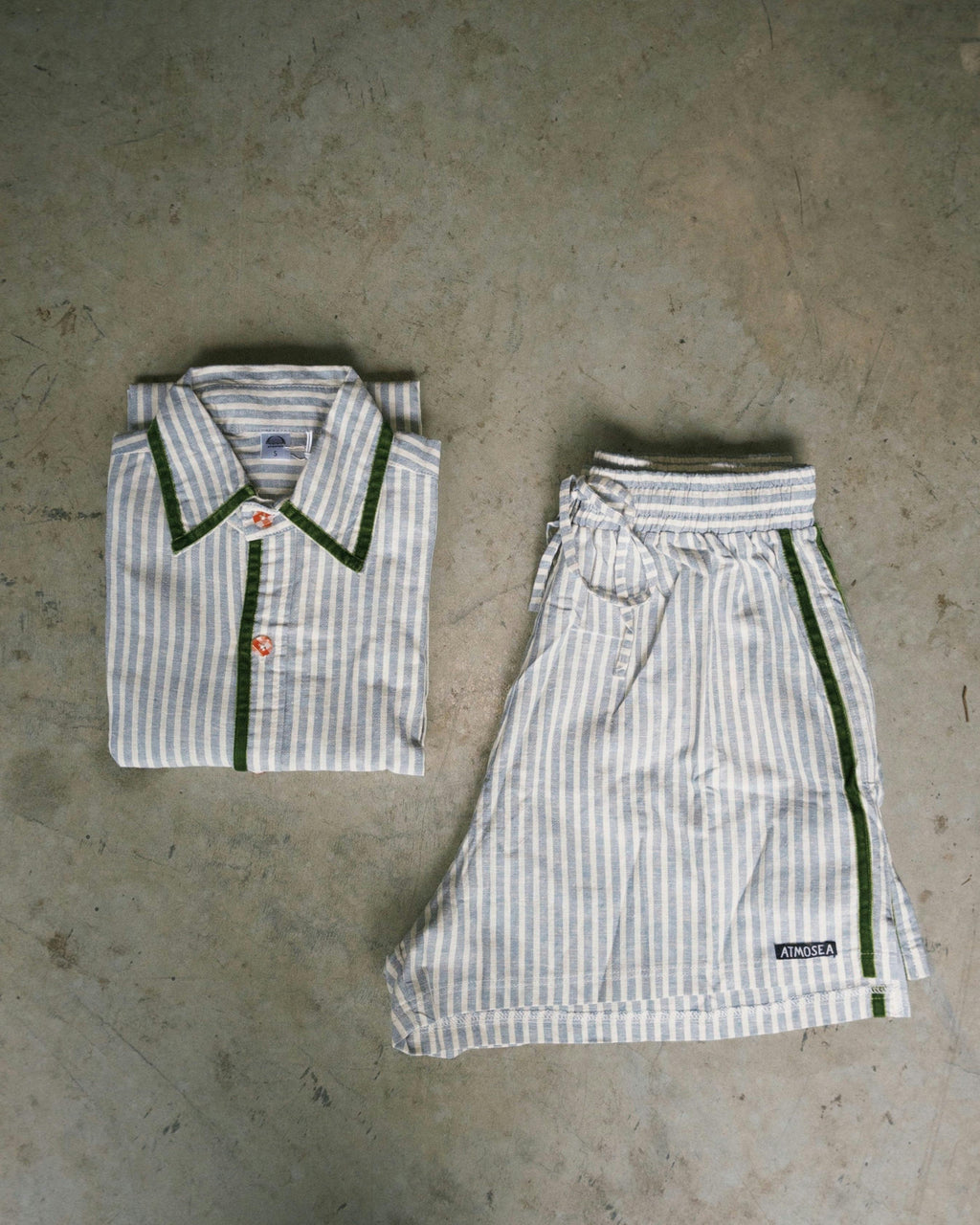 Bundle 2 pcs PJ Shirt & Shorts in Blue Stripe & Velvet