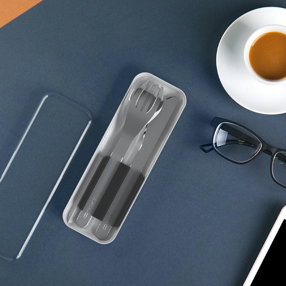 Monbento Mb Slim Box Stainless Steel Cutlery Set - Trio Knife - Black