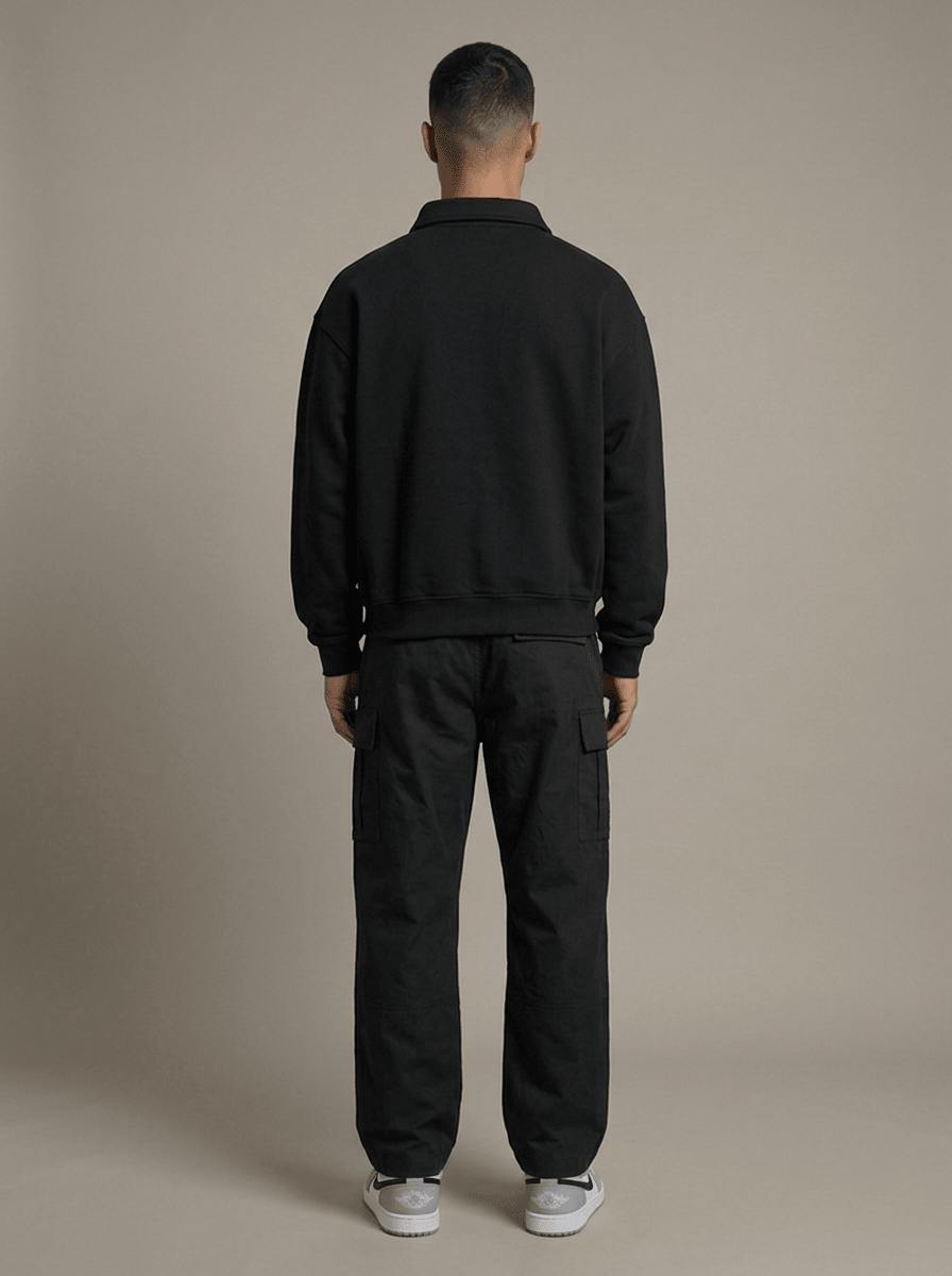 Core Quarter Zip Polo Sweater - Black