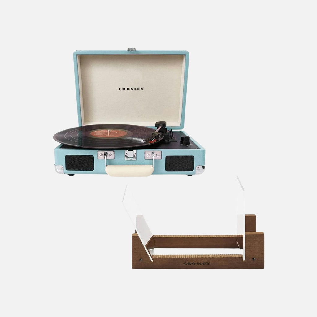 Crosley Cruiser Bluetooth Portable Turntable - Turquoise + Bundled Crosley Record Storage Display Stand