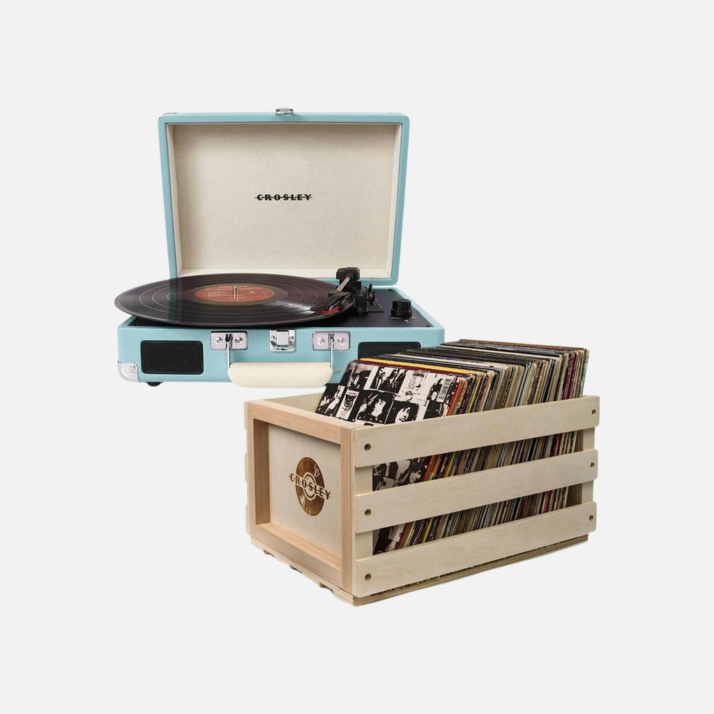 Crosley Cruiser Bluetooth Portable Turntable - Turquoise + Bundled Crosley Record Storage Crate