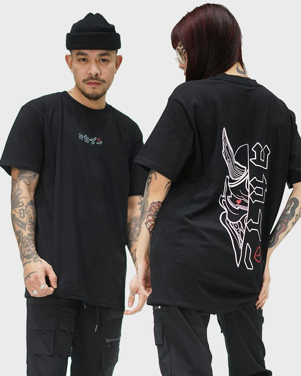 "Hanbun Hannya" T Shirt // Black