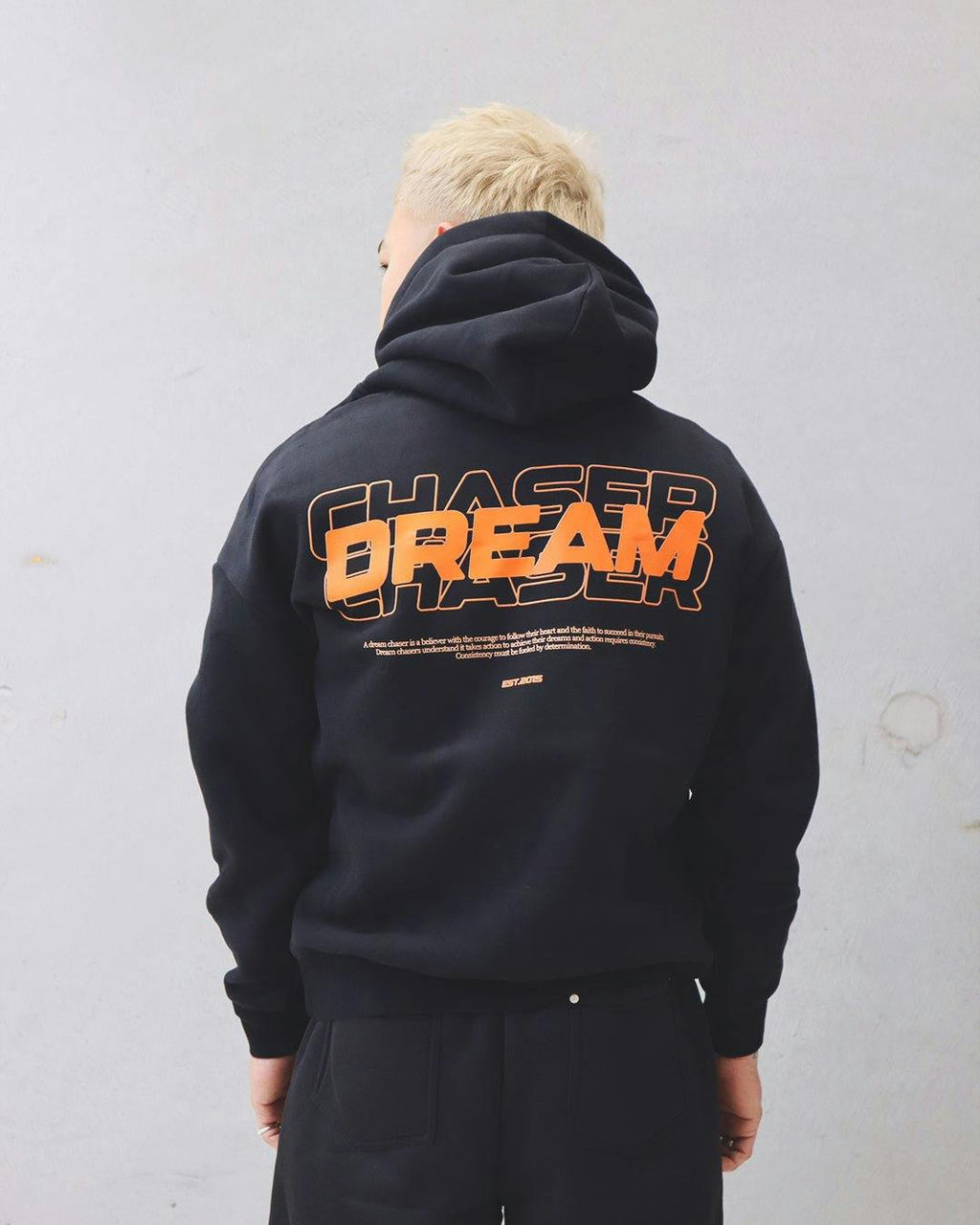"Dream Chaser" Orange Hoodie // BLACK