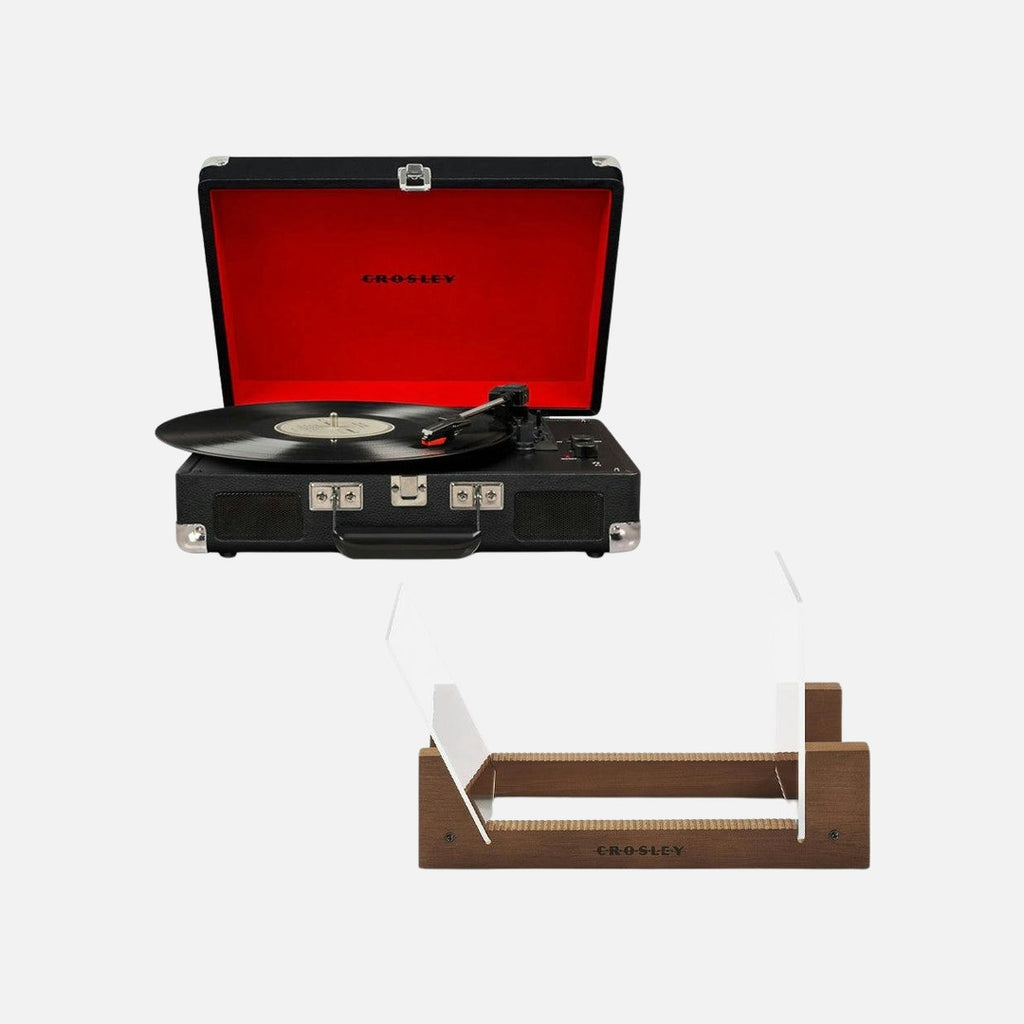 Crosley Cruiser Bluetooth Portable Turntable - Black + Bundled Crosley Record Storage Display Stand
