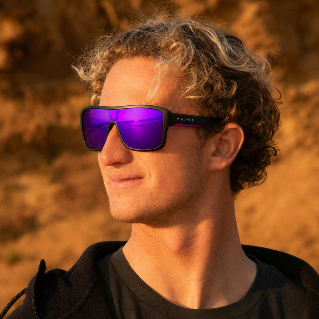 Anchor Beard - Gloss Black Outer Frame with Purple Crystal inner Trims, Purple Iridium Lens