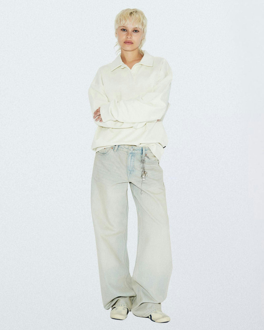 Brady Collar Sweat - Ecru Mono
