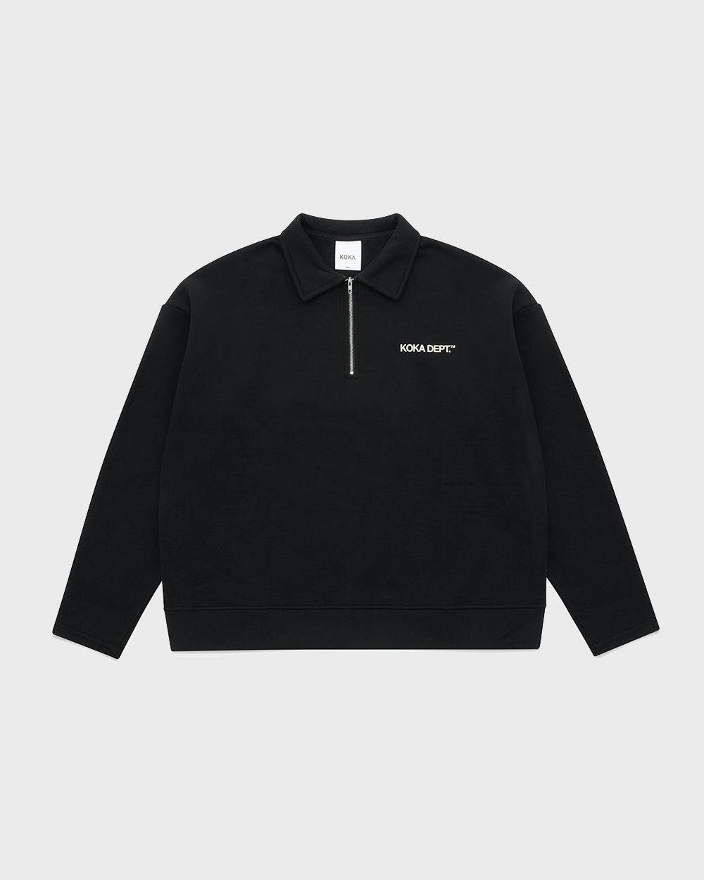 Core Quarter Zip Polo Sweater - Black