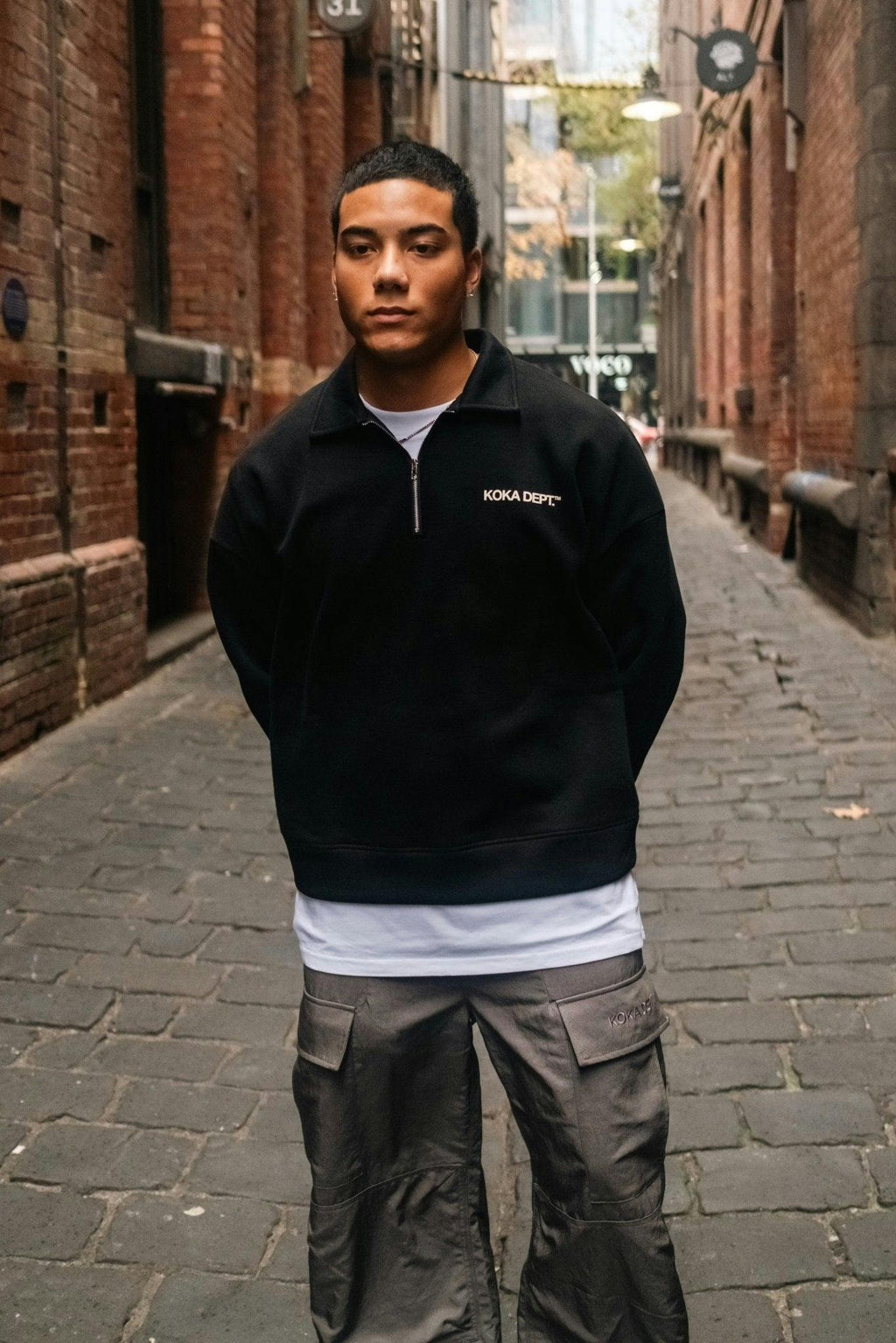 Core Quarter Zip Polo Sweater - Black