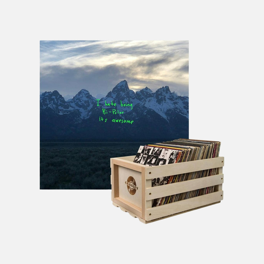 Crosley Record Storage Crate & Kanye West - Ye - Vinyl Album Bundle