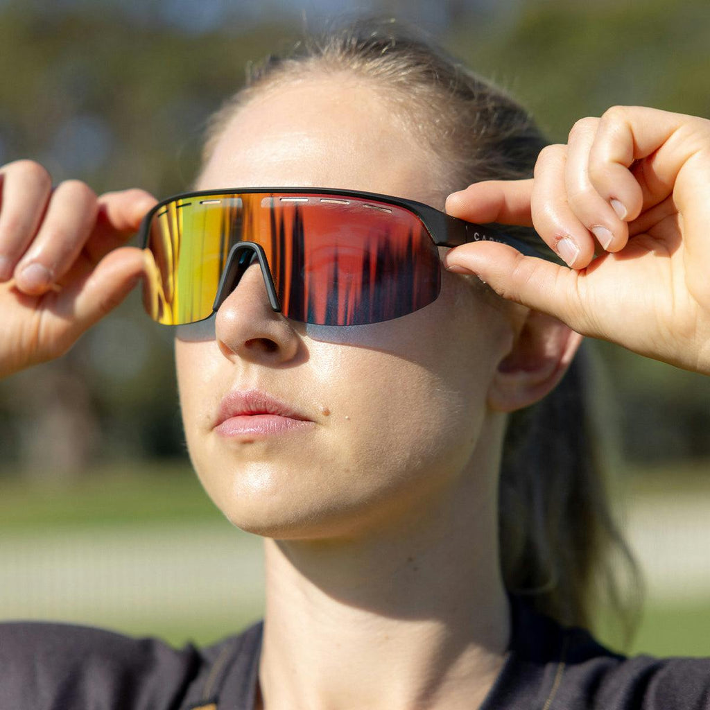 Velocity HD -  Matte Black Frame, Grey Lens HD with Red Iridium plus Venting