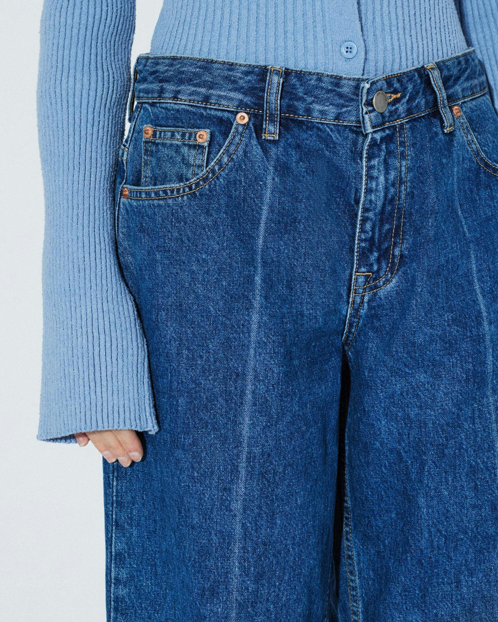Hill Low Relaxed Jeans - Haze Mid Retro Crease