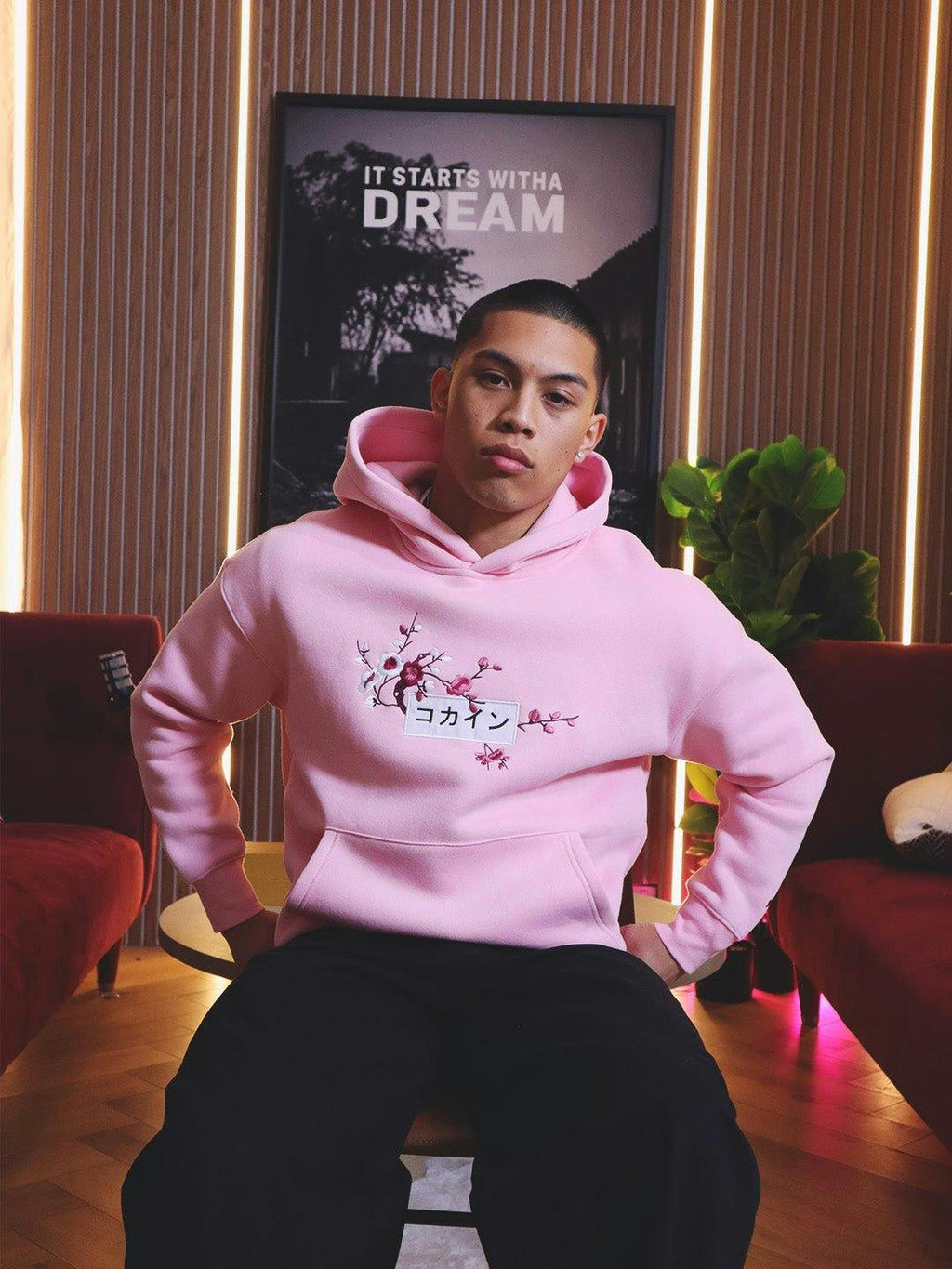 Pink / Red & White Blossom //// Hoodie
