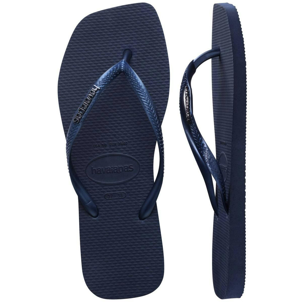Slim Square Metal Logo Thongs