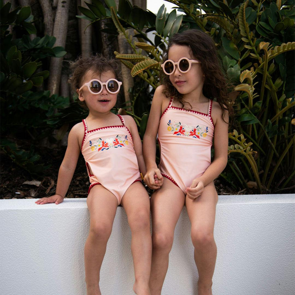 Tyoub Kids Embroidered Swimsuit Vanilla Fire Bird Placement Print