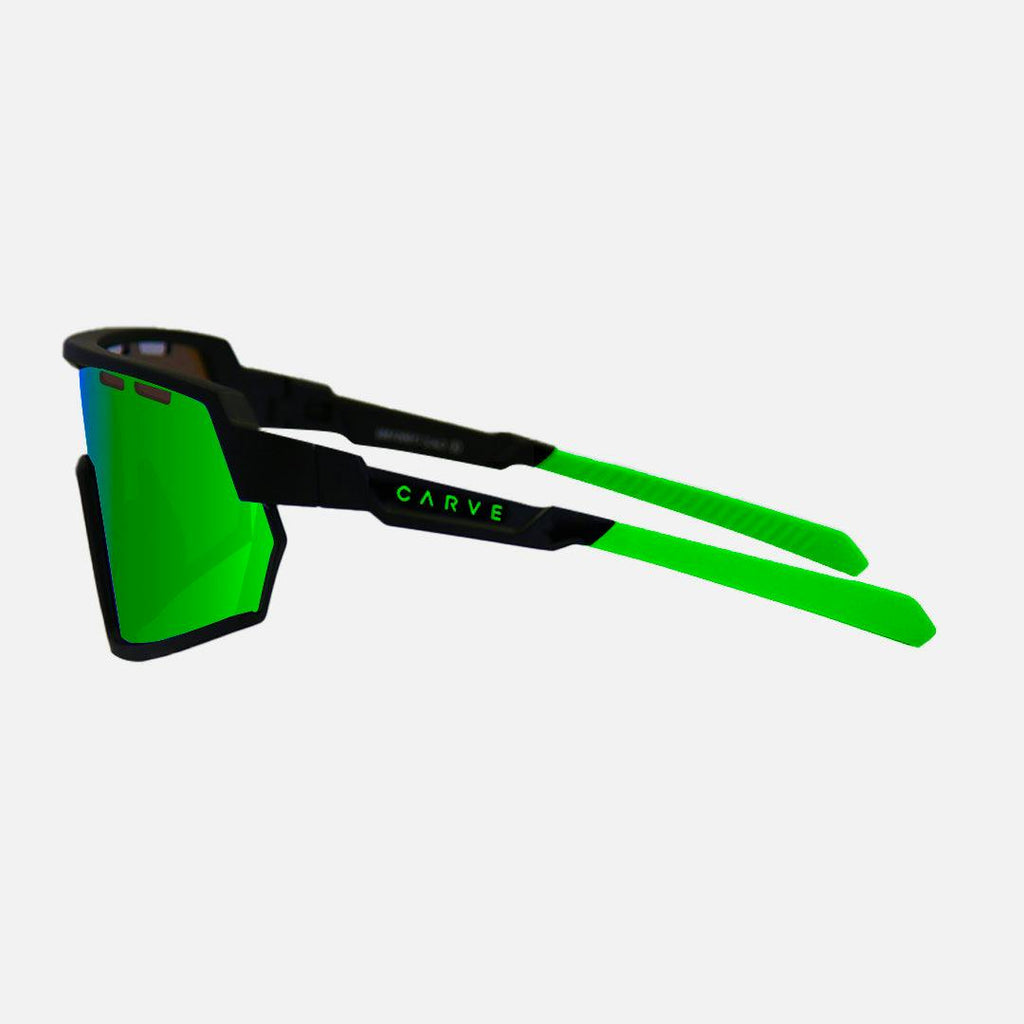 Legacy HD - Matte Black Frame Green Rubber Arm, Rose Lens with Green Iridium plus Venting