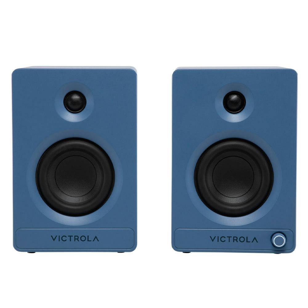 Victrola Automatic Turntable + Victrola Tempo Bookshelf Speakers Bundle - Blue